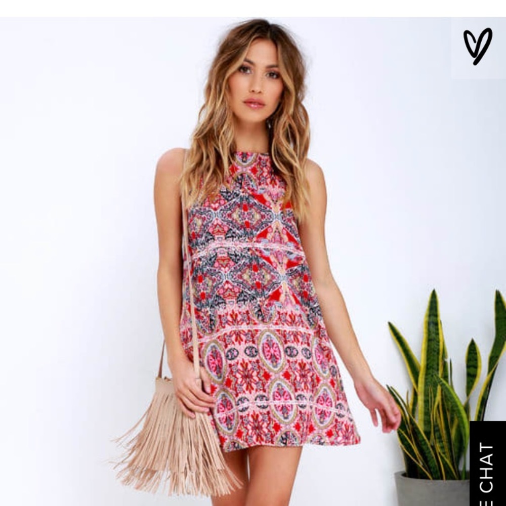 DESIGN MAJOR RED PRINT SWING DRESS